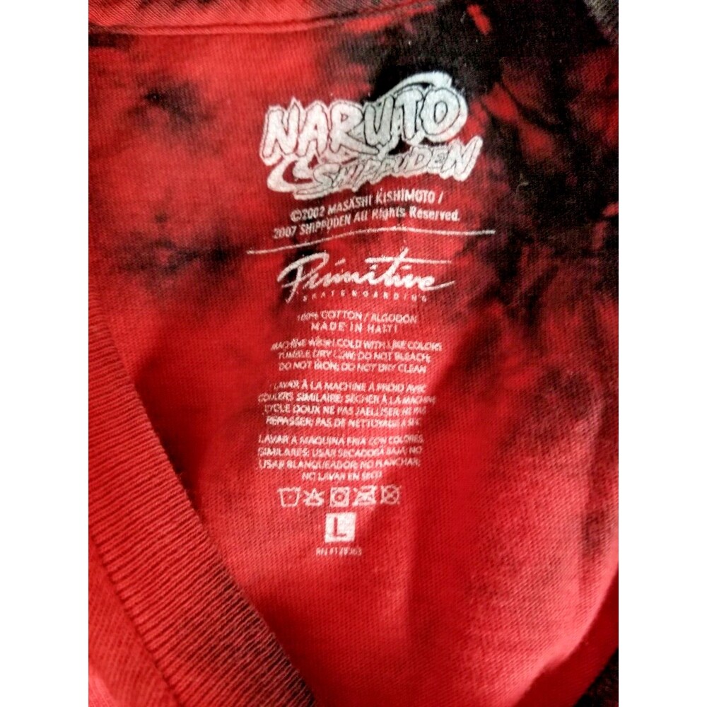Naruto Shippuden Primitive x Red Black Tie Dye Graphic T-shirt Mens Size Large - Picture 9 of 9